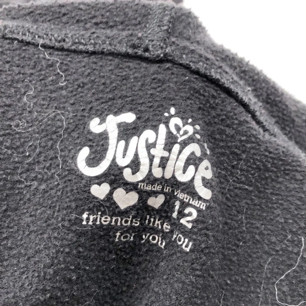 Justice girls black zip up jacket with hood